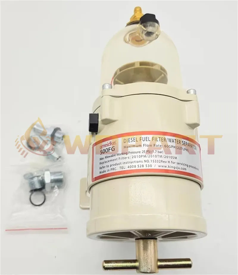 WDPART Diesel Filtration 60GPH 30 MIC RAC 500FG30 Water Separator for Racor Turbine 500 Series