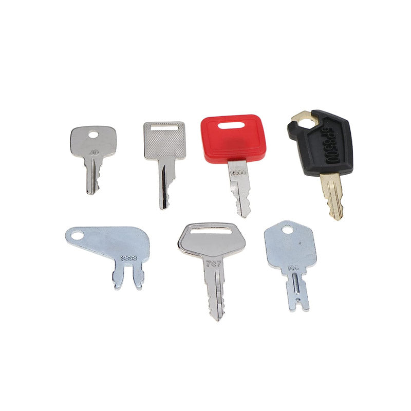 7 Heavy Equipment Ignition Keys Set for Caterpillar Case JCB JD Hitachi Hyster Komatsu Bobcat