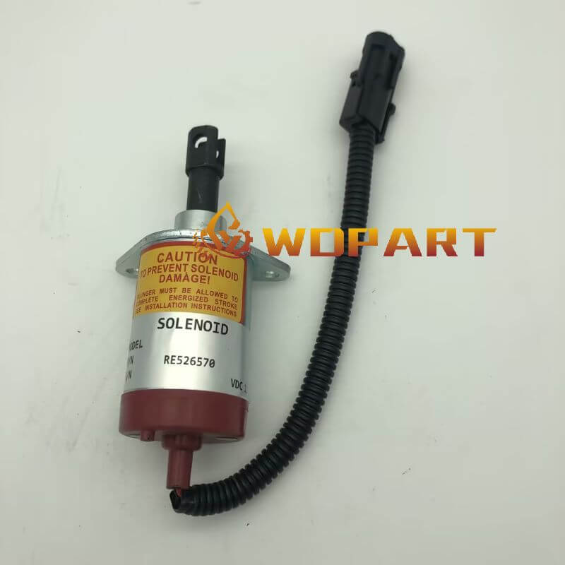 WDPART RE526570 Stop Solenoid 12V for John Deere 2.4L 2.4 4024TF TF270 4024 3.0L 3.0 Engine 313 315 317 325 332 244J 304J Loader